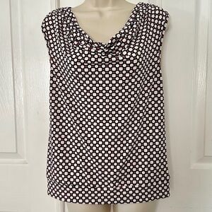 Banana Republic Cowl Neck Sleeveless Top Geometric Design Black Red White Size M